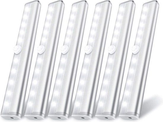 6 Stuks Led verlichting met bewegingssensor Kastverlichting Op Batterijen Trapverlichting Keukenverlichting 20CM Sensorlicht