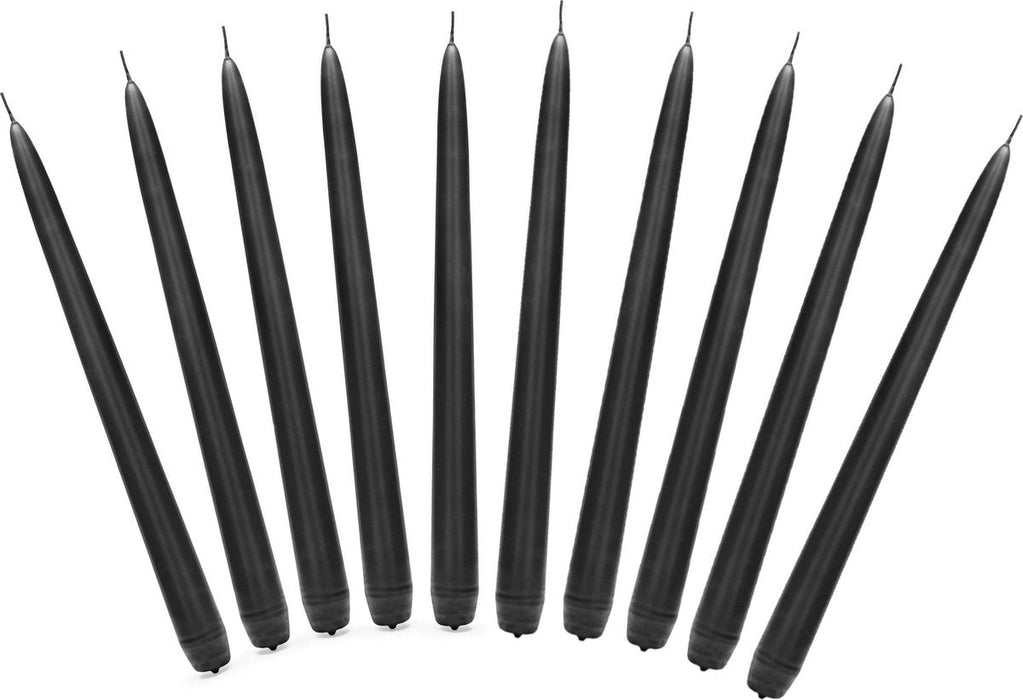 10x stuks Dinerkaarsen Zwart 24 cm Kandelaar kaarsen 7,5 uur brandtijd