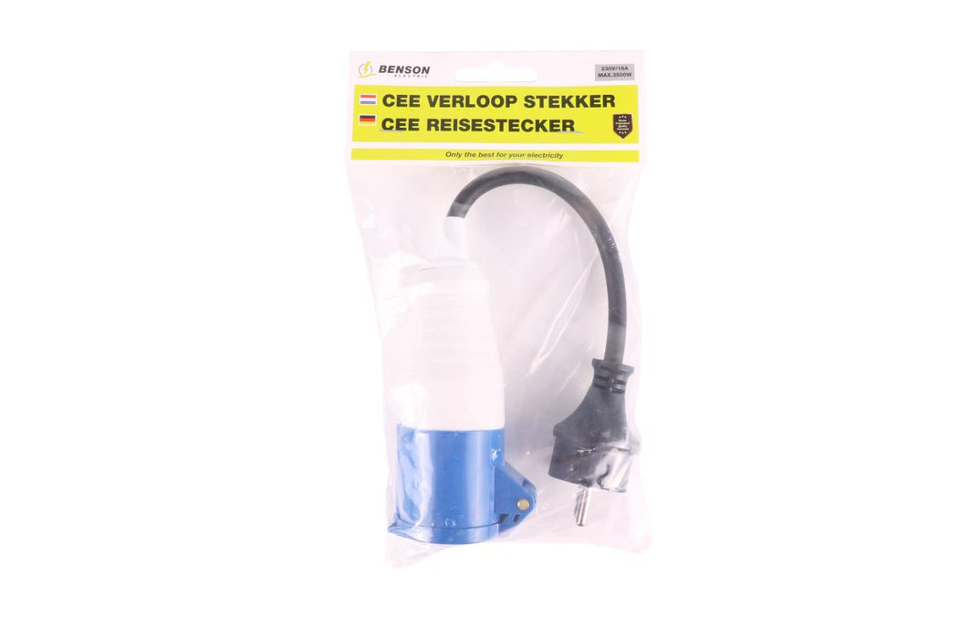 CEE Verloop Stekker 0,35 mtr – SCHUKO naar CEE | IP44 | 16A 250V