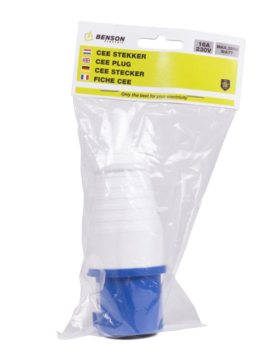 CEE Stekker Blauw 16A – IP44 | 220–240V | 3500W