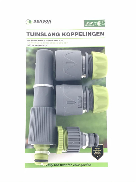 Slangkoppeling Set 4-Delig – 1/2" & 3/4" Aansluitingen | Inclusief Sproeimondstuk