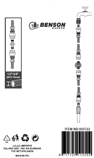 Verlengkoppeling Tuinslang 1/2" – 5/8" | Kunststof | Voor Eenvoudige Slangverlenging