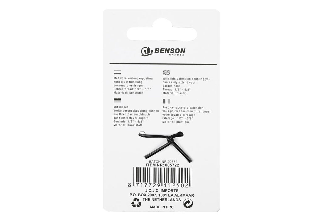 Verlengkoppeling Tuinslang 1/2" – 5/8" | Kunststof | Voor Eenvoudige Slangverlenging