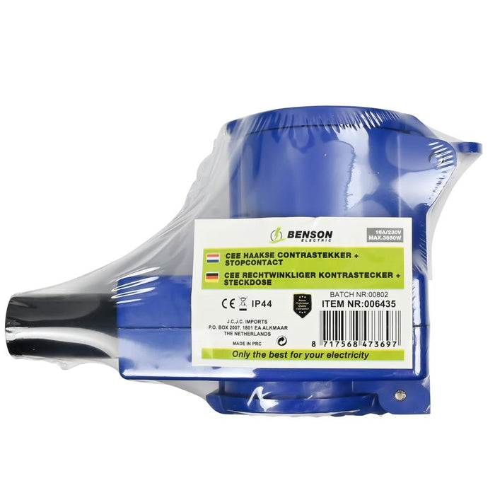CEE haakse contrastekker + stopcontact