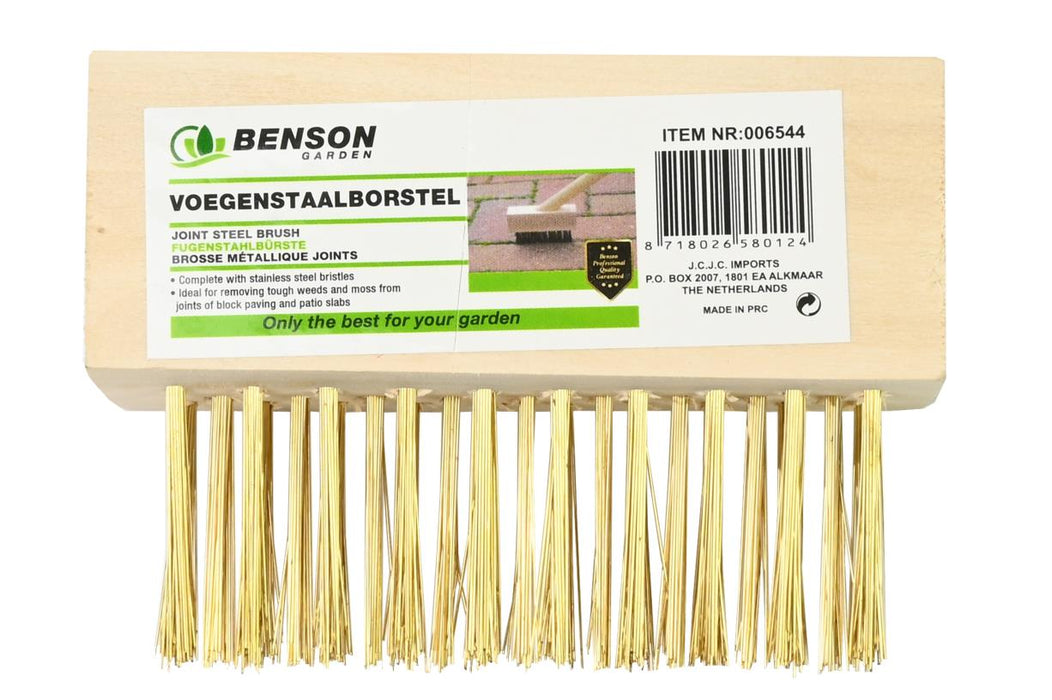 Voegenstaalborstel Hout – Voor Onkruid & Mos | Geschikt voor Bevestiging aan Steel