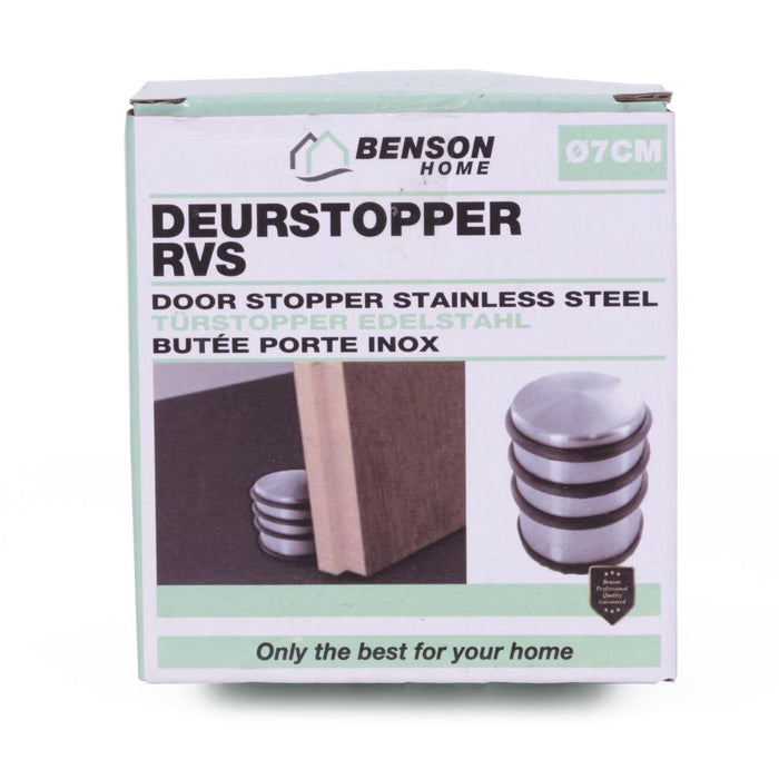 Deurstopper Ø9 cm RVS – Met Rubberen Ringen | 1,1 kg