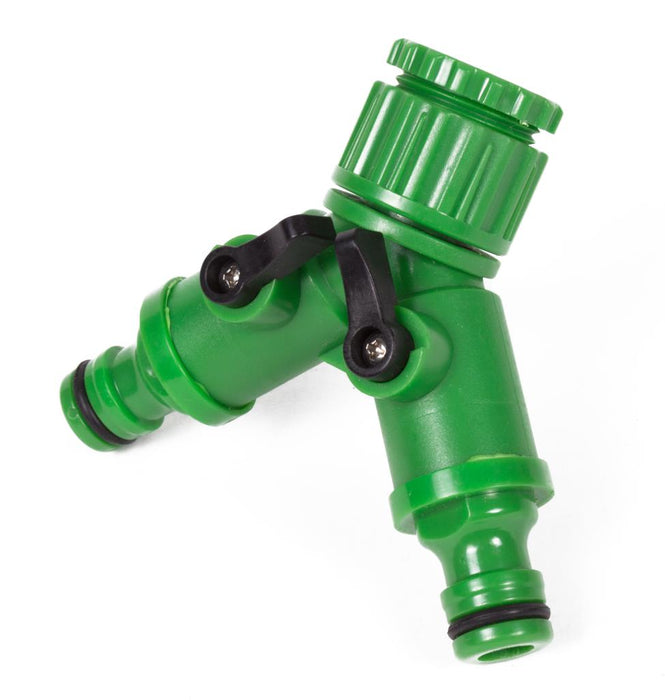 Waterverdeler 2-Weg 1/2" / 3/4" – Kunststof | Apart Afsluitbare Aansluitingen