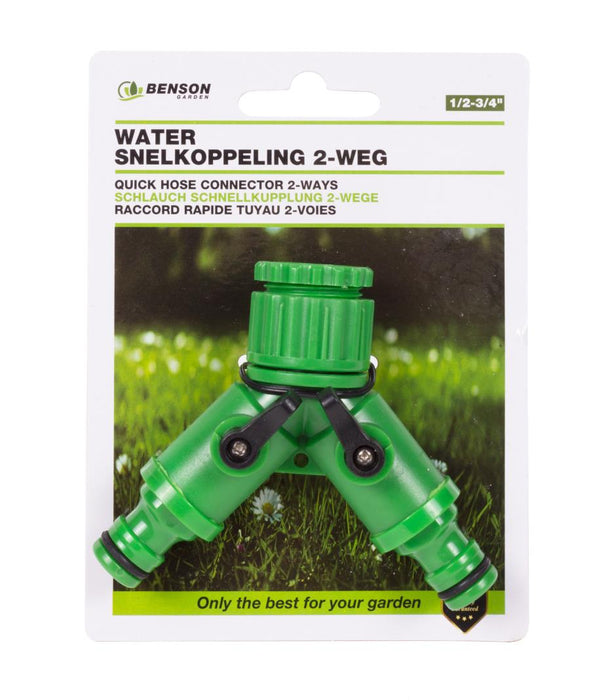 Waterverdeler 2-Weg 1/2" / 3/4" – Kunststof | Apart Afsluitbare Aansluitingen