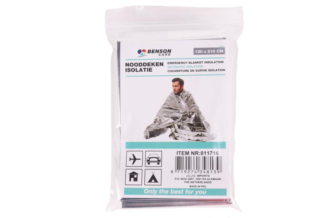 Nooddeken zilver/ zilver 130 x 210 cm - Noodpakket