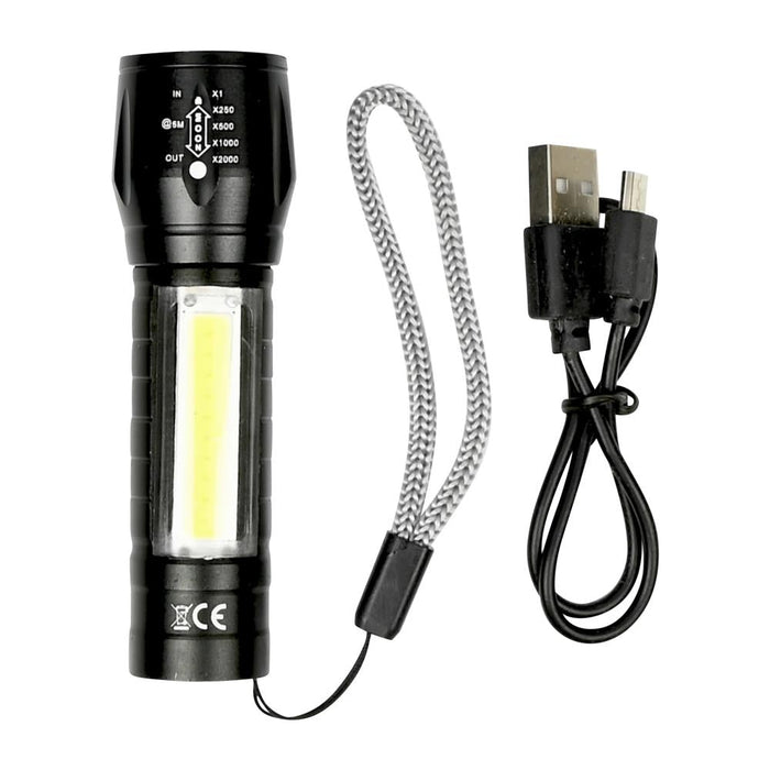 Zaklamp tactical COB 2-in-1 oplaadbaar