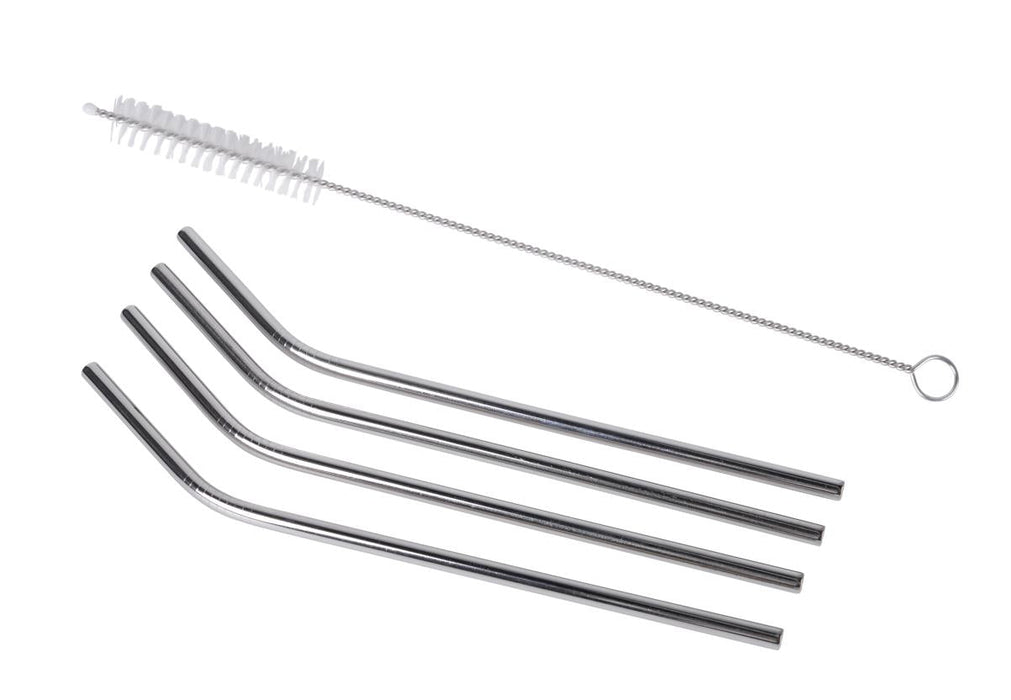 Rietje RVS gebogen 4 dlg + reinigingsborstel
