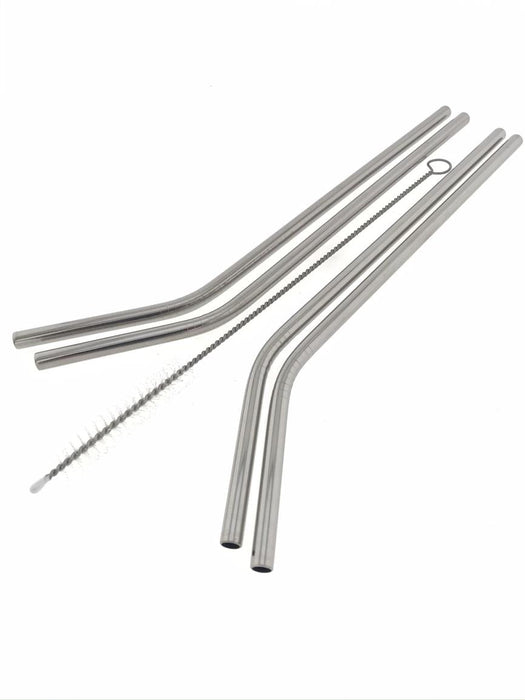 Rietje RVS gebogen 4 dlg + reinigingsborstel