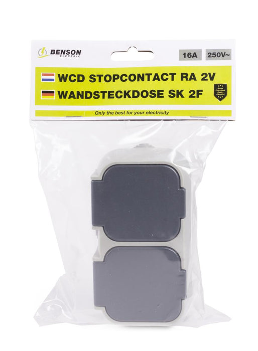 Stopcontact 2-voudig Waterdicht IP54 – 250V AC | 16A
