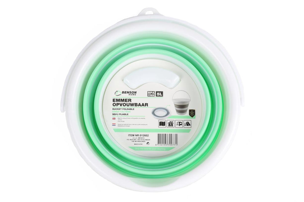 Opvouwbare Emmer 5 Liter – Ø25,5 x 19 cm | Compact, Licht & Duurzaam TPR + PP