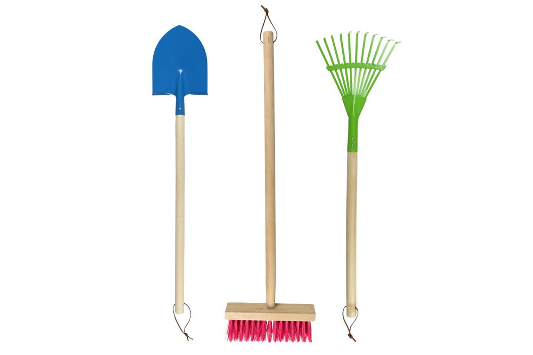 Kinder Tuingereedschap Set – 3-Delig Speelgoed met Schep, Bezem & Hark