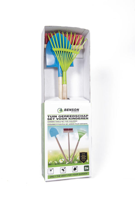 Kinder Tuingereedschap Set – 3-Delig Speelgoed met Schep, Bezem & Hark