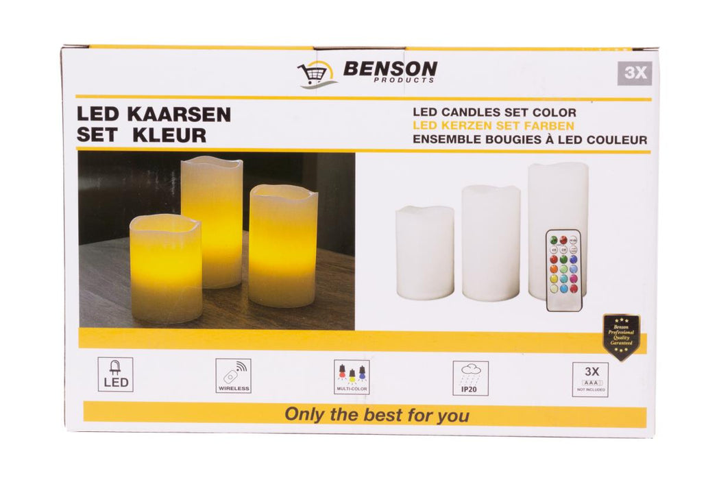 LED kaarsen 3 dlg + afstandsbediening