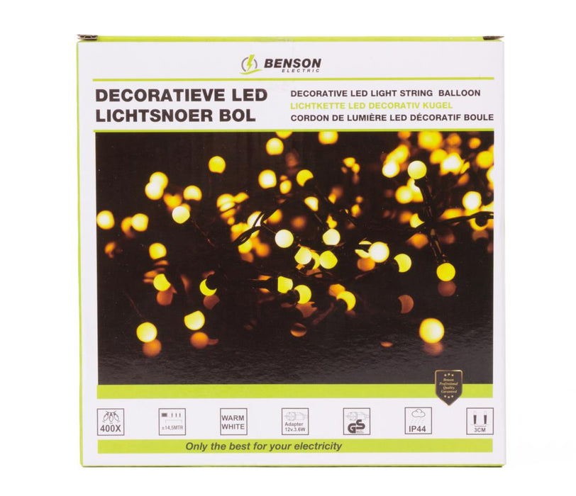 LED deco lichtsnoer bol wit 400 LED 14.5 mtr IP44