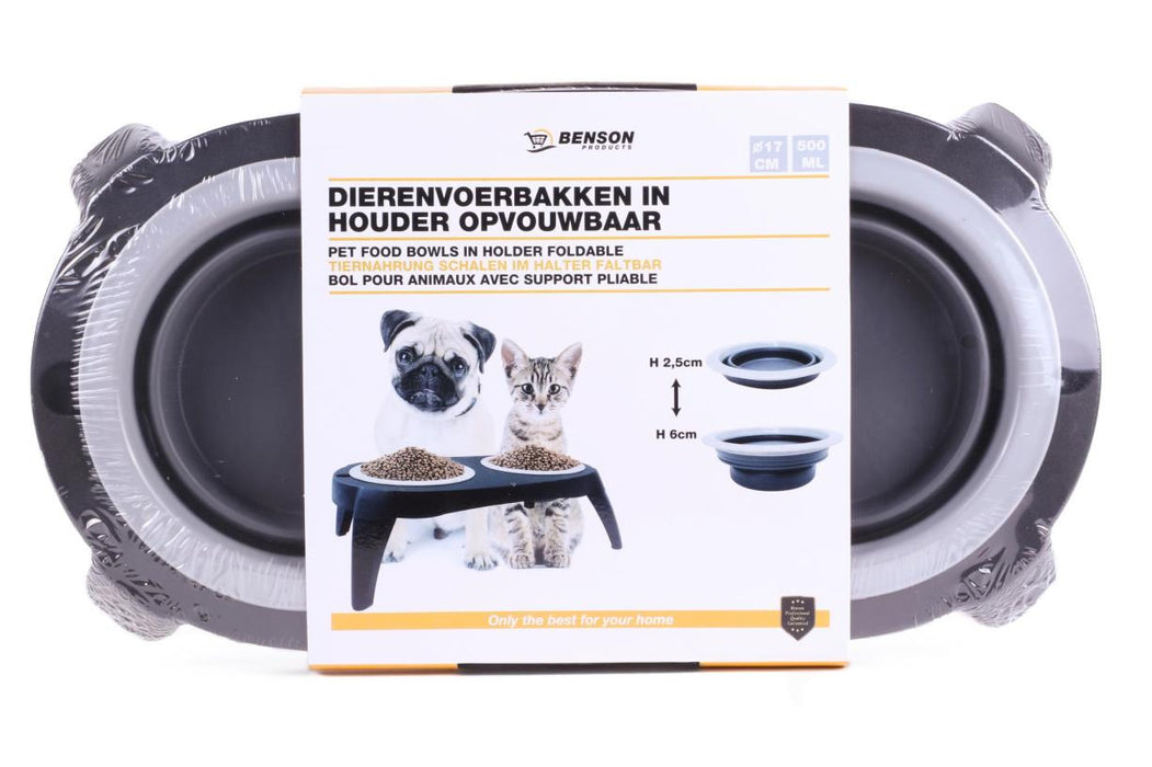 Dierenvoerbakken opvouwbaar in houder