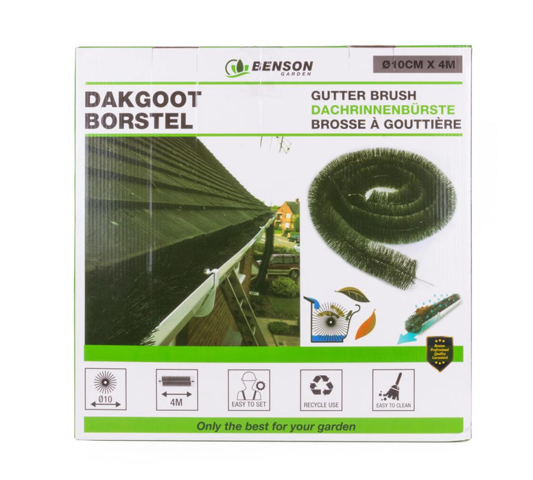Dakgootborstel Ø10 cm x 4 m – Bescherming tegen Bladeren & Vuil | RVS & Nylon