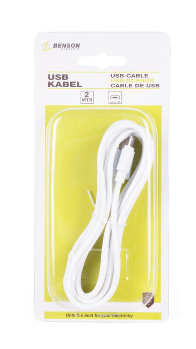 USB kabel 2.0 mtr naar micro