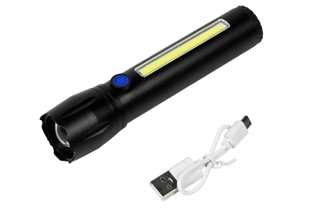 Zaklamp tactical LED + COB oplaadbaar 141 mm