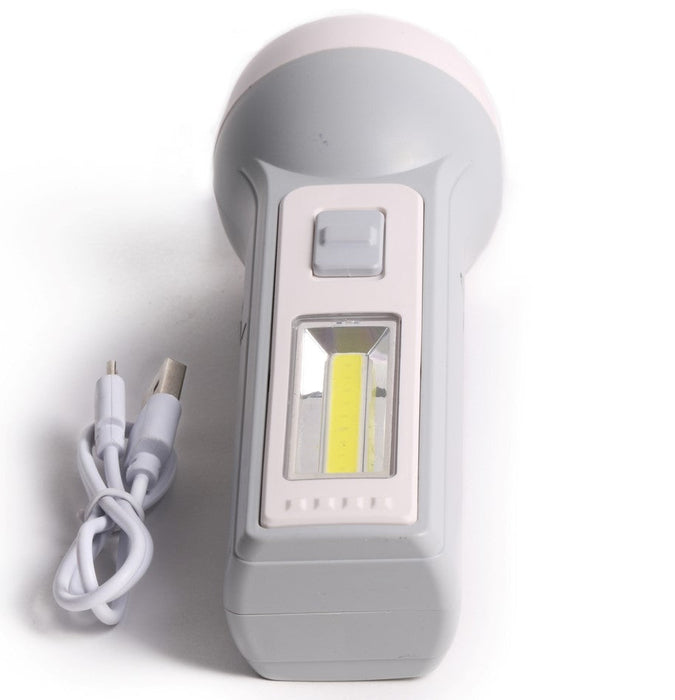 Zaklamp 1W LED + 1W COB oplaadbaar grijs