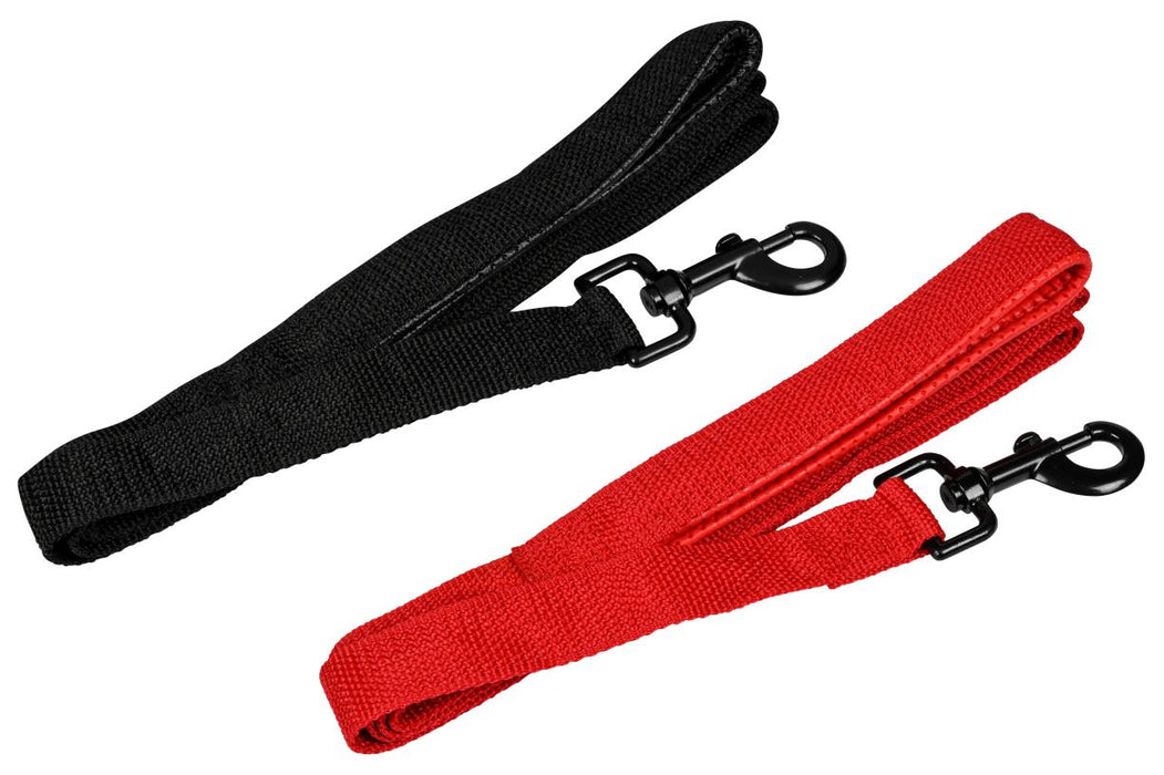 Hondenriem plat comfort 25 mm x 200 cm Rood - Zwart