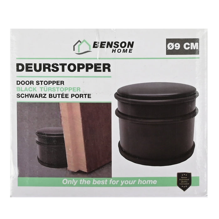 Deurstopper RVS met Rubberen Ringen – 1,1 kg | Ø9 × 7,5 cm - Zwart