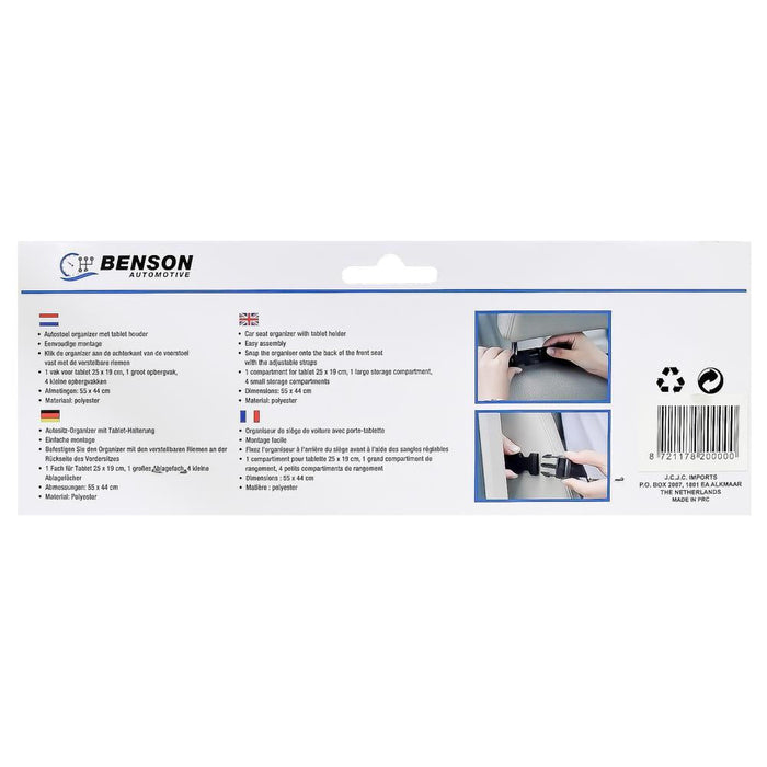 Autostoel organizer + tablet houder