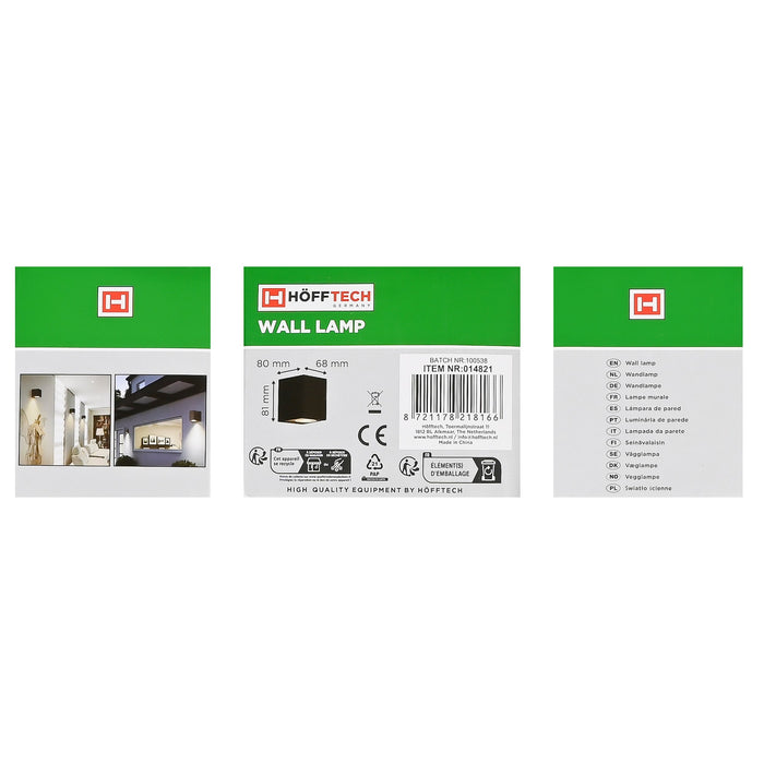 Vierkante Wandlamp Buiten – Zwart | IP65 | Aluminium | GU10