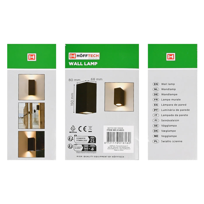 Vierkante Wandlamp Buiten – Up & Down | IP65 | Aluminium | GU10