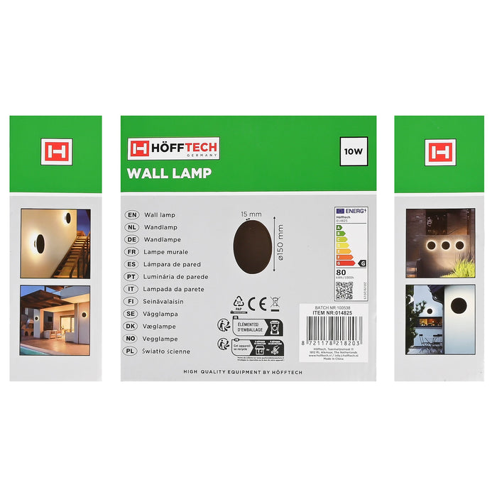 Ronde Wandlamp Zwart – Backlight | Ø15 cm | Aluminium + PMMA