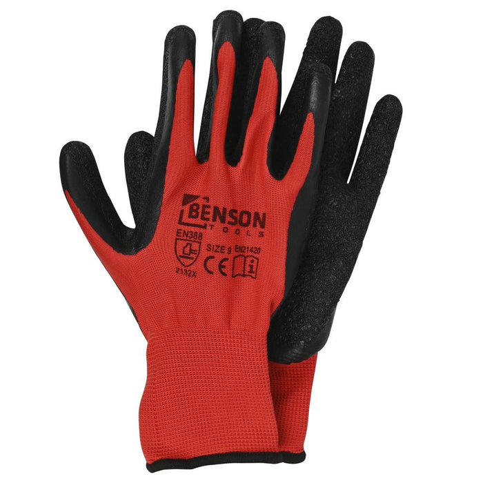 Werkhandschoenen Latex Crinkle Gecoat – Polyester | Rood | Maat 9