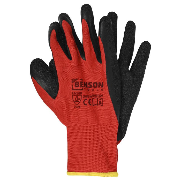 Werkhandschoenen Latex Crinkle Gecoat – Polyester | Rood | Maat 10