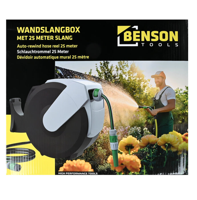 Wandslangenbox 25 Meter – Automatisch Oprolbaar | 180° Draaibaar & Compleet met Tuinslang