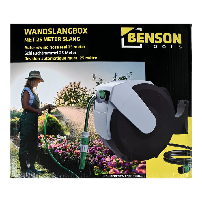Wandslangenbox 25 Meter – Automatisch Oprolbaar | 180° Draaibaar & Compleet met Tuinslang