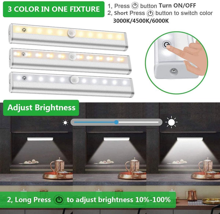 2 Stuks - Kastverlichting met bewegingssensor LED Kast Verlichting Keukenverlichting LED Incl Afstandsbediening Oplaadbaar Warm en Koud Licht