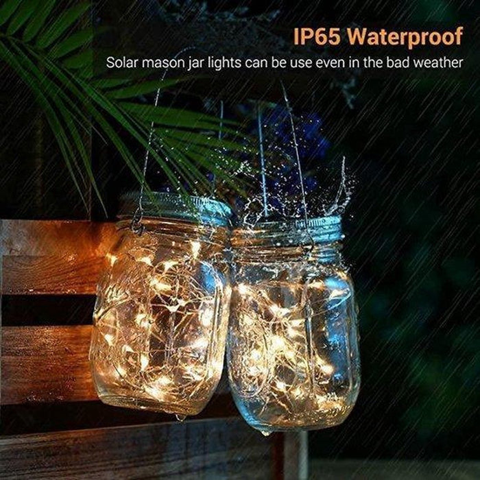2 Stuks Tuinverlichting op zonne-energie- Tuinverlichting Weckpot Led Weckpotten Glas Waterdicht Solar Tuinverlichting op Zonneenergie