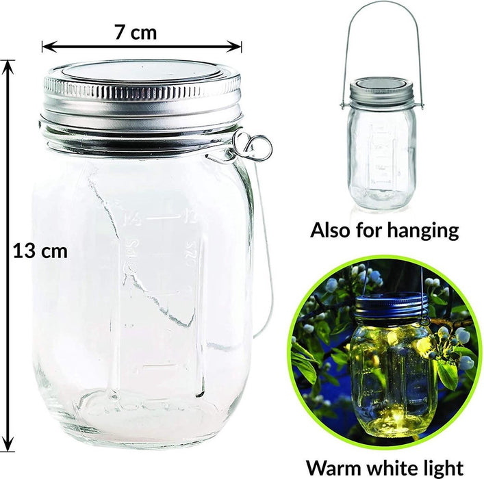 2 Stuks Tuinverlichting op zonne-energie- Tuinverlichting Weckpot Led Weckpotten Glas Waterdicht Solar Tuinverlichting op Zonneenergie