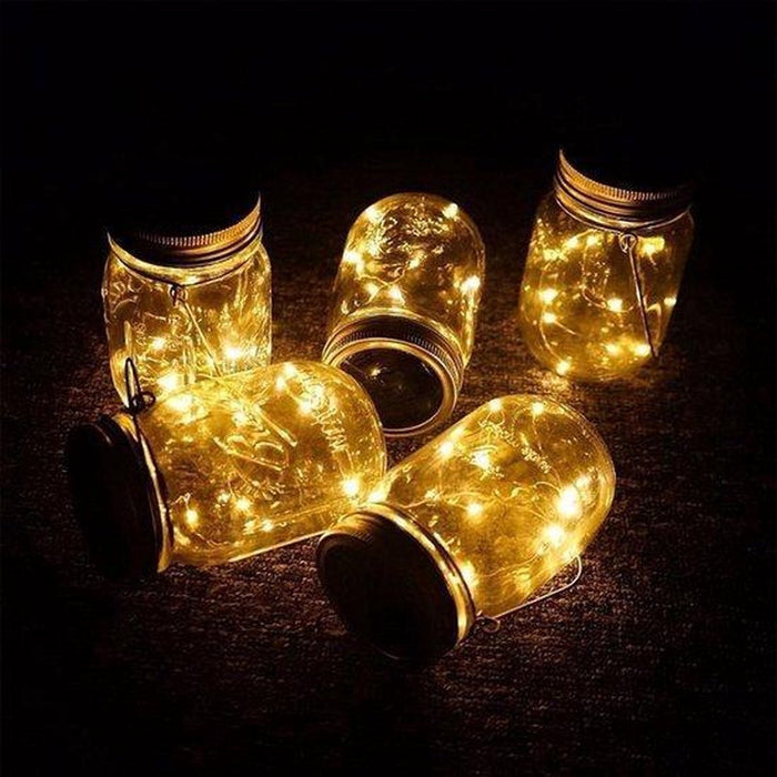 2 Stuks Tuinverlichting op zonne-energie- Tuinverlichting Weckpot Led Weckpotten Glas Waterdicht Solar Tuinverlichting op Zonneenergie