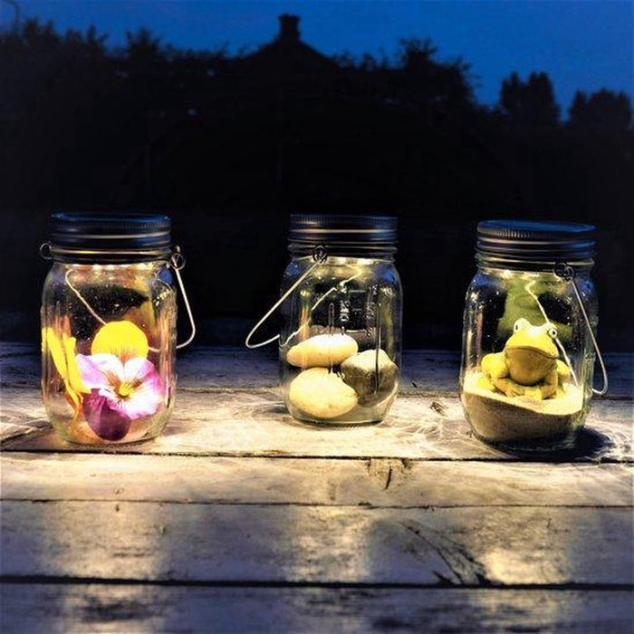 2 Stuks Tuinverlichting op zonne-energie- Tuinverlichting Weckpot Led Weckpotten Glas Waterdicht Solar Tuinverlichting op Zonneenergie