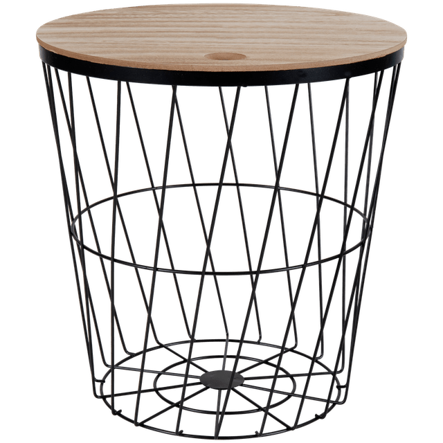 Draadmand met Deksel Bijzettafel Zwart L