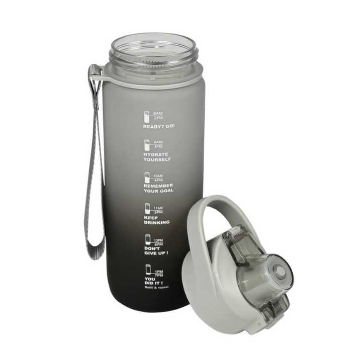 Motiverende Drinkfles 750ML Zwart - Grijs