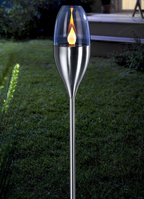 2 stuks Solar Tuinfakkels RVS 38 cm vlam-effekt tuin en padverlichting buitenverlichting op zonneenergie IP65