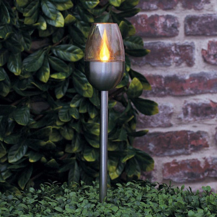 2 stuks Solar Tuinfakkels RVS 38 cm vlam-effekt tuin en padverlichting buitenverlichting op zonneenergie IP65