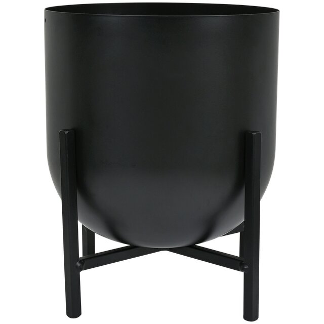 Metalen pot op standaard Zwart