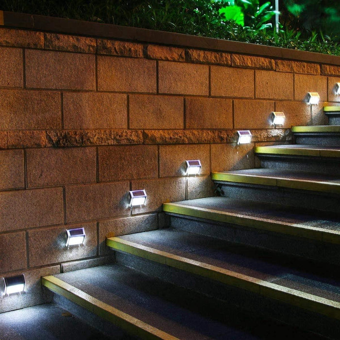 6 Stuks LED Buitenlamp Zonne-Energie RVS