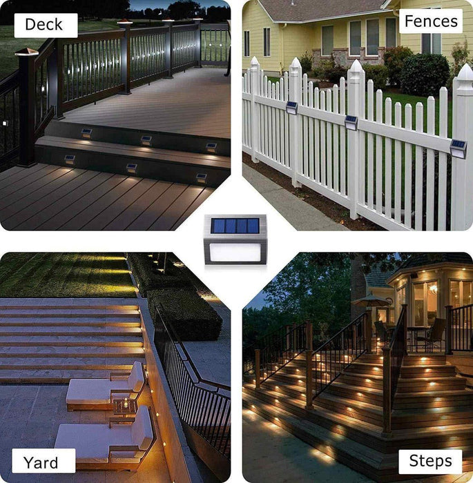 6 Stuks LED Buitenlamp Zonne-Energie RVS