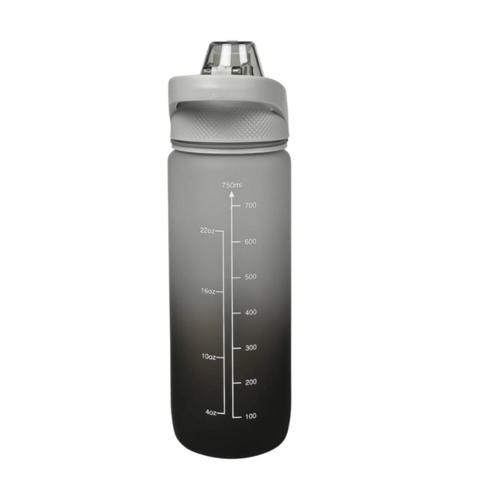 Motiverende Drinkfles 750ML Zwart - Grijs